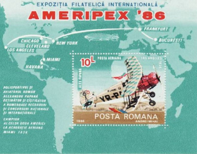 C1996 - Romania 1986 - Ameripex bloc neuzat,perfecta stare foto