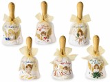 Set 6 clopotei Craciun Ingeri ceramica multicolora &Oslash; 5 cm x 10 H