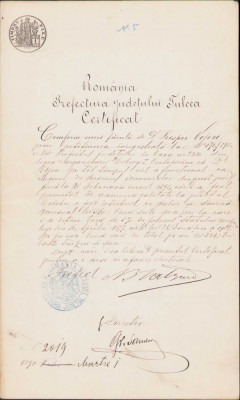 HST 240S Prefect Tulcea N Bratu 1890 semneaza olograf certificat profesional foto