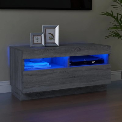 Gossi comoda tv cu lumini led, gri sonoma, 80x35x40 cm foto