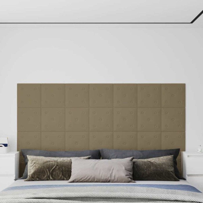 Panouri de perete 12 buc. cappuccino 30x30 cm piele eco 1,08 m&sup2;