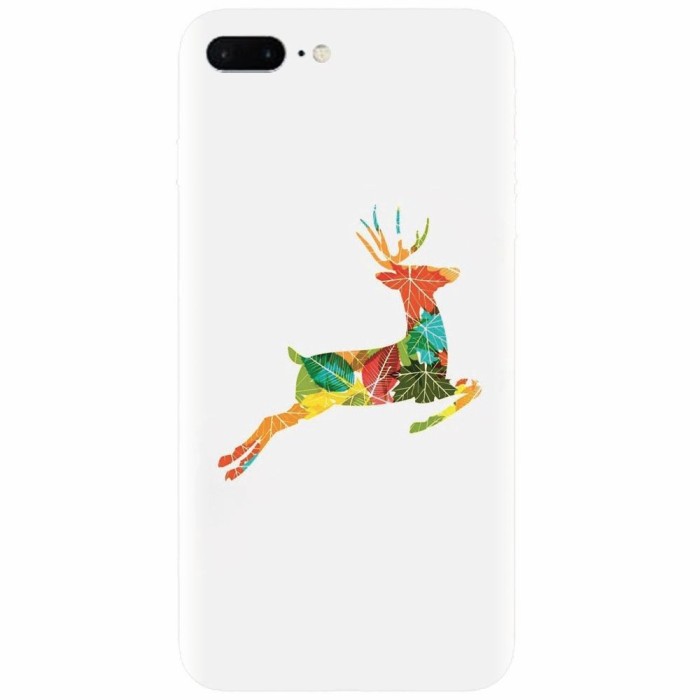 Husa silicon pentru Apple Iphone 7 Plus, Colorful Reindeer Jump Illustration