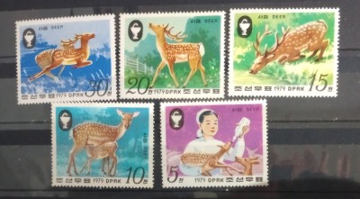 Korea 1979 fauna animale căprioare 5v neștampilată foto