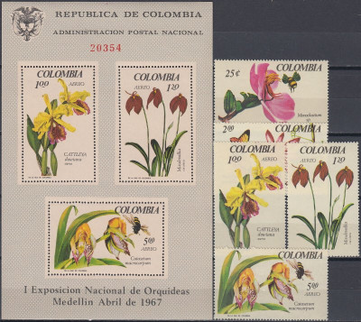 Columbia 1967 - Flori, orhidee, serie+colita neuzata foto