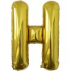Balon folie metalizata litera h, flippy, 80 cm, umflati cu heliu sau aer, ambalaj individual, pai inclus, auriu