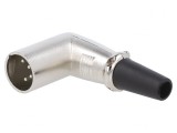 Mufă XLR 4 PIN tată unghi 90&deg; cablu lipire argint, CLIFF