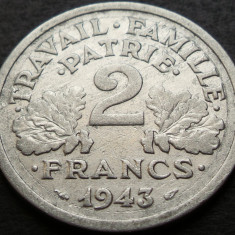 Moneda istorica 2 FRANCI - FRANTA, anul 1943 * cod 3107