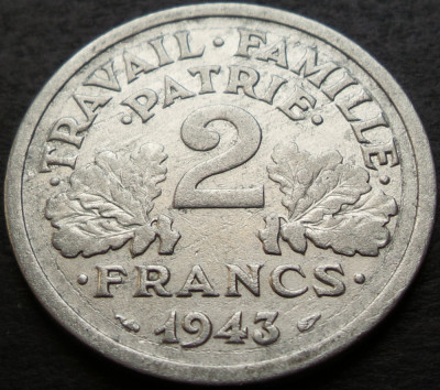 Moneda istorica 2 FRANCI - FRANTA, anul 1943 * cod 3107 foto