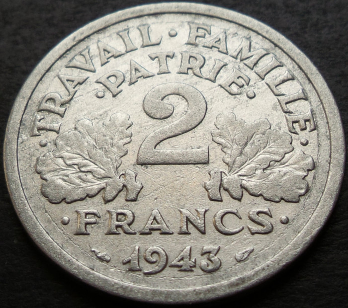 Moneda istorica 2 FRANCI - FRANTA, anul 1943 * cod 3107