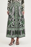 Farm Rio fustă din bumbac culoarea verde, maxi, evazati, 328629