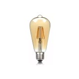 Bec LED cu filament ST64 E27 4W, lumina calda, sticla galbena