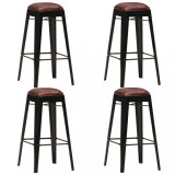 Cumpara ieftin Scaune de bar, 4 buc., negru, piele naturală