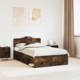 Cumpara ieftin Cadru de pat Stejar fumuriu 120 x 190 cm Lemn de pin masiv