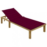 vidaXL Șezlong Lemn Pin Tratată Roșu Vin, cu Pernă 200x70cm, Spătar Reglabil - Mobilier Grădină Durabil &amp; Rezistent