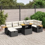 Cumpara ieftin Gossi set mobilier de gradina cu perne, 8 piese, negru, poliratan