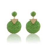 Cercei din rafie rotunzi cu detalii metalice