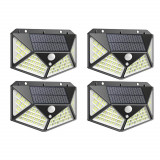 Set Cu 4 Lampi Exterior Solare Calitate APF 222 Led cu Senzor De Miscare / Iluminare Puternica, Panou Solar si Baterie Reincarcabila