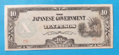 10 Pesos ocupatia japoneza in al doilea razboi mondial - Bancnota SUPERBA foto