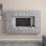 vidaXL Set de dulapuri TV, 8 piese, gri beton, lemn prelucrat 3079088