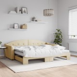 Cumpara ieftin Pat de zi cu extensie și saltele, crem, 90x200 cm, textil