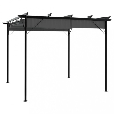 vidaXL Pergolă cu acoperiș retractabil, antracit, 3x3m, oțel, 180 g/m&amp;sup2; foto