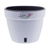 Ghiveci din plastic Asti, cu sistem de auto-udare, alb-negru, D 18 cm