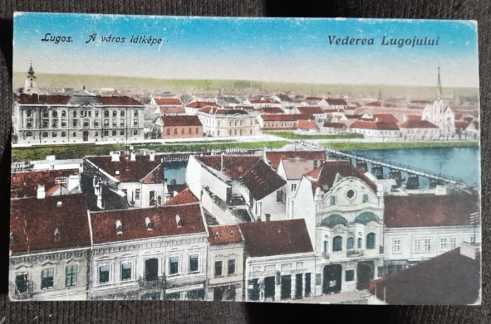 Carte postala, Lugojm, vedere generala, 1923