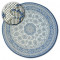 Covor rotund sisal Flat 48691/591 Vitraliu Flori albastru, cerc 120 cm