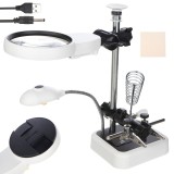 Cumpara ieftin Lupa de Masa cu LED, Marire 3.5x&ndash;11.5x, Clesti Sustinere, Suport Letcon, pentru Electronica, Bijuterii, Ceasornicar, GSM, USB, Alb/Negru