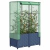 VidaXL Strat &icirc;nălțat cu husă de seră, aspect ratan, 80x40x138 cm 4015828