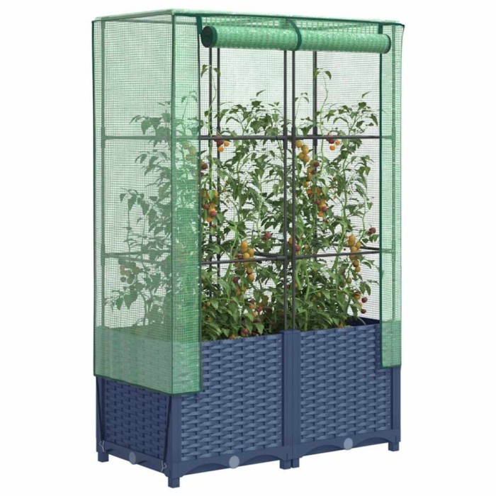 vidaXL Strat &icirc;nălțat cu husă de seră, aspect ratan, 80x40x138 cm 4015828