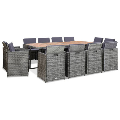 Set mobilier de exterior cu perne 13 piese, antracit, poliratan foto