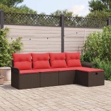 vidaXL Set de canapele pentru grădină cu pernă 5 pcs Rattan poli 3360195