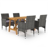 vidaXL Set mobilier de grădină, 5 piese, gri 3068736