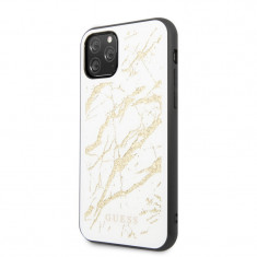 Husa Plastic - TPU Guess pentru Apple iPhone 11 Pro, Marble Glass, Alba GUHCN58MGGWH