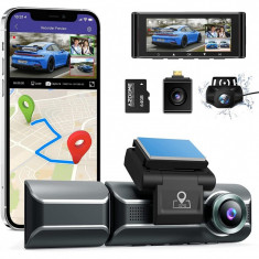 Camera auto AZDOME, Tripla, 4K, WiFi, GPS, Unghi 170, WDR, G-Sensor, Mod parcare, Card 64Gb inclus foto