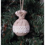 Set 6 globuri handmade din panza pentru Craciun