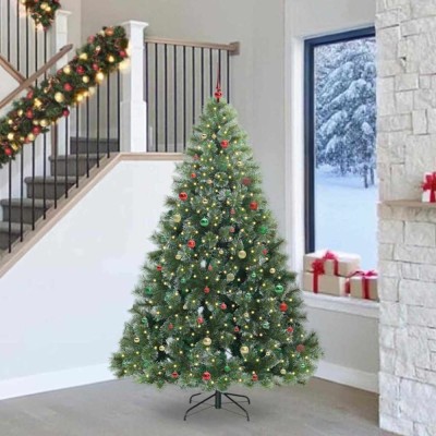 vidaXL Brad de Crăciun artificial cu 300 LED Verde 240 cm PE și PVC 3397882 foto