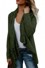 K681-12 Cardigan cu aspect petrecut, accesorizat cu franjuri foto