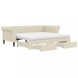 Cumpara ieftin Pat de zi cu extensie si sertare crem 90x200 cm piele ecologica