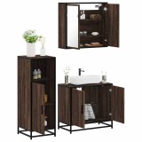 VidaXL Set mobilier de baie, 3 piese, stejar maro, lemn prelucrat