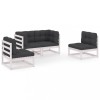 Set mobilier de gradina cu perne, 4 piese, lemn masiv de pin