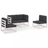 Cumpara ieftin Set mobilier de gradina cu perne, 4 piese, lemn masiv de pin