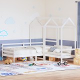 vidaXL Set pat de zi/bancă cu acoperiș alb 80x200 cm lemn masiv de pin 3282207