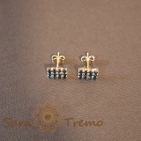 Cercei pe Lobul Urechii cu Cristale Zirconia Albastru-Ocean si Inchidere Fluturas