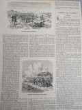 Pagina de ziar cu litografii lupte la Medgidia, Dobrogea, Bucuresti 1877-1878