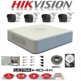 Kit complet 4 camere supraveghere exterior 5MP TURBOHD HIKVISION 20 m IR, sursa alimentare, accesorii +hard 1TB SafetyGuard Surveillance