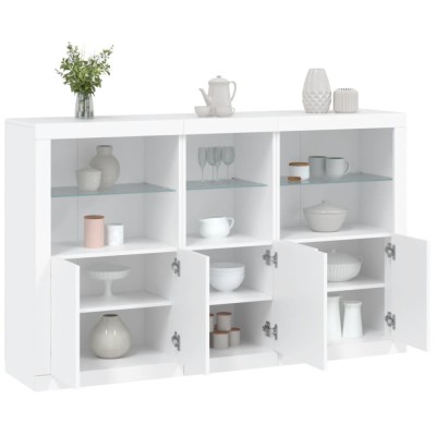 vidaXL Servantă cu lumini LED, alb, 162x37x100 cm foto