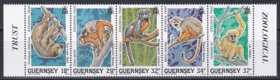 Guernsey 1989 - Maimuțe din pădurea tropicală, Ștaif, MNH foto