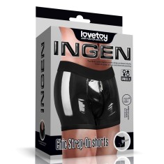 Boxeri Chic Strap-On Ingen Unisex, Wetlook, Negru, L/XL